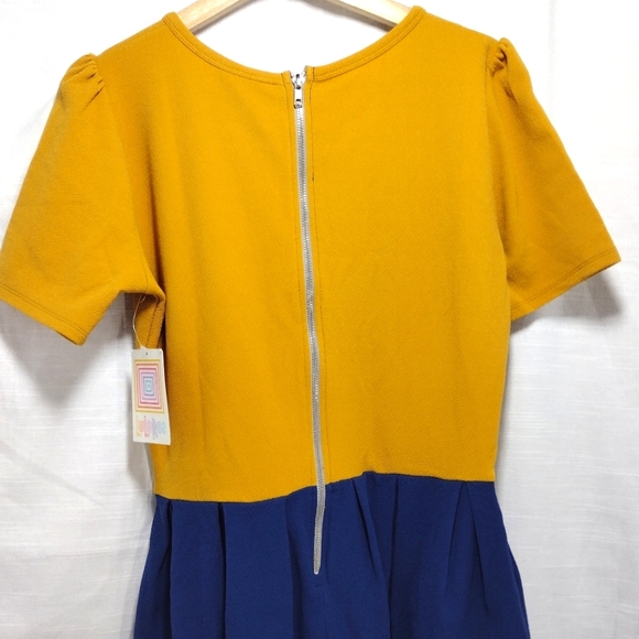 Lularoe Amelia Pleated Color Block Pleated Flowy Midi Dress - Picture 4 of 14